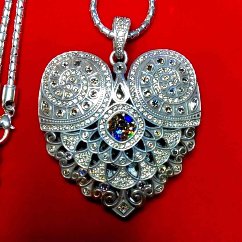 Brighton HUGE Crystal-Encrusted Heart PENDANT ONLY - Mumtaz